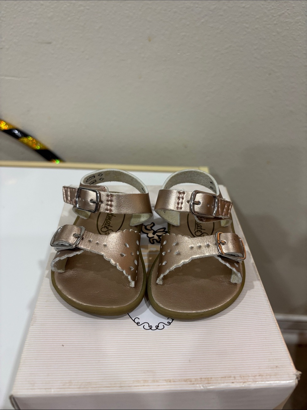 FootMates Metallic Rose-Gold Toddler Buckle Sandals